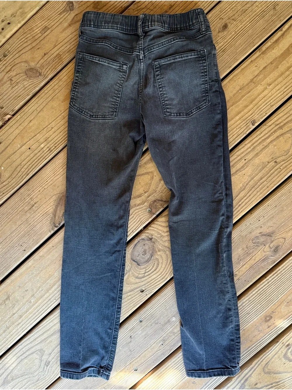 Gap Kids Boys Stretch Slim Jeans XL 12-13 Black Grey Pull On Elastic Waist